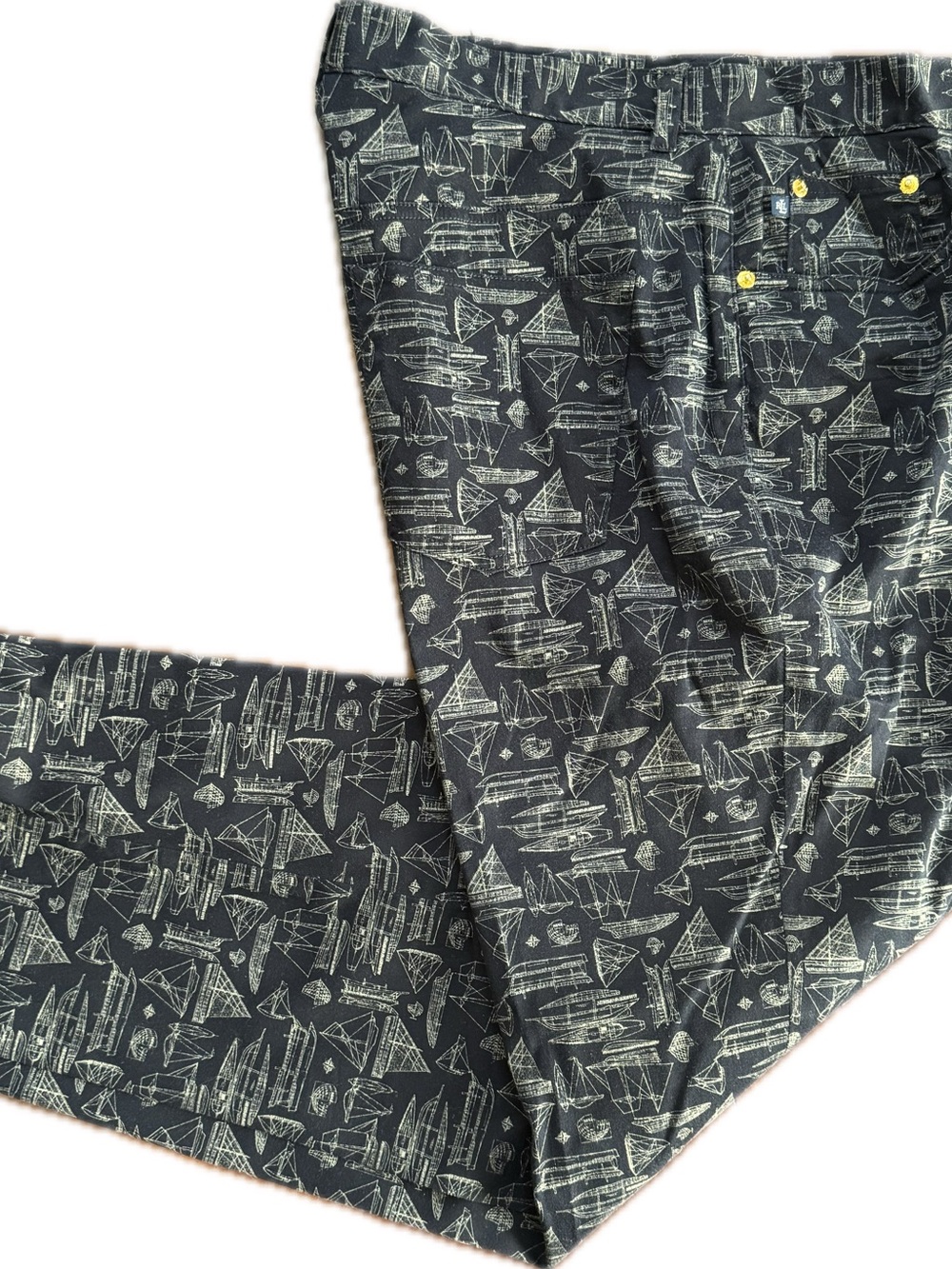 Lauren Ralph Lauren Navy Pants with White Nautical Print